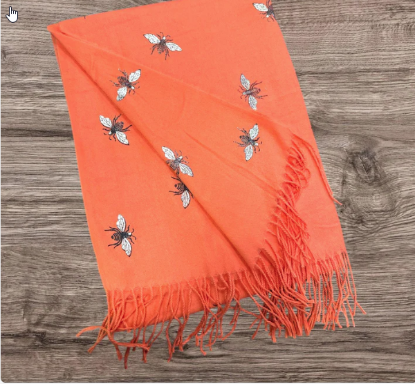 Shannon -Glitter Bee Print Wrap Blanket Scarf
