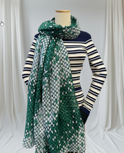 Anika - Glitter Foil Leaf Raindrop Print Scarf