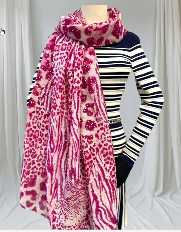 Monika - Glitter Leopard Print Scarf
