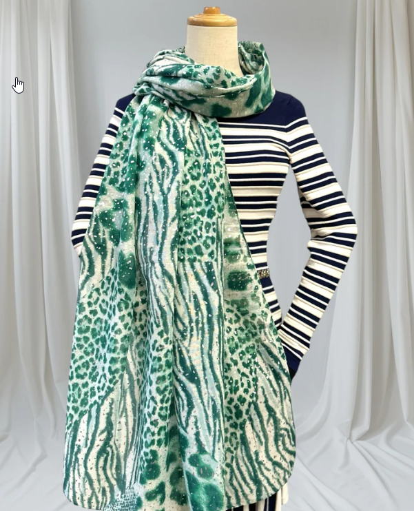 Monika - Glitter Leopard Print Scarf