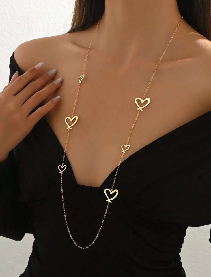 Jemima - Long Heart necklace