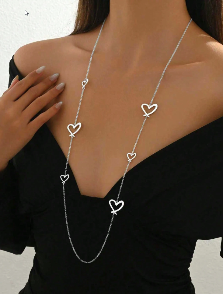 Jemima - Long Heart necklace