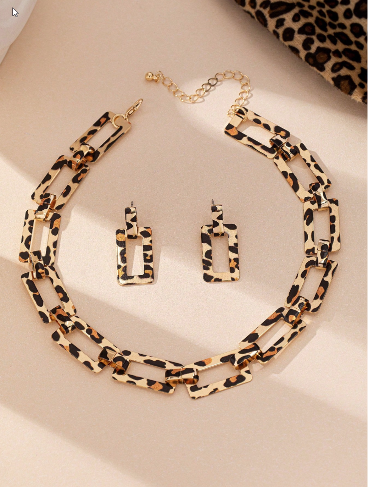 Fiona - Leopard Print Necklace n earring set