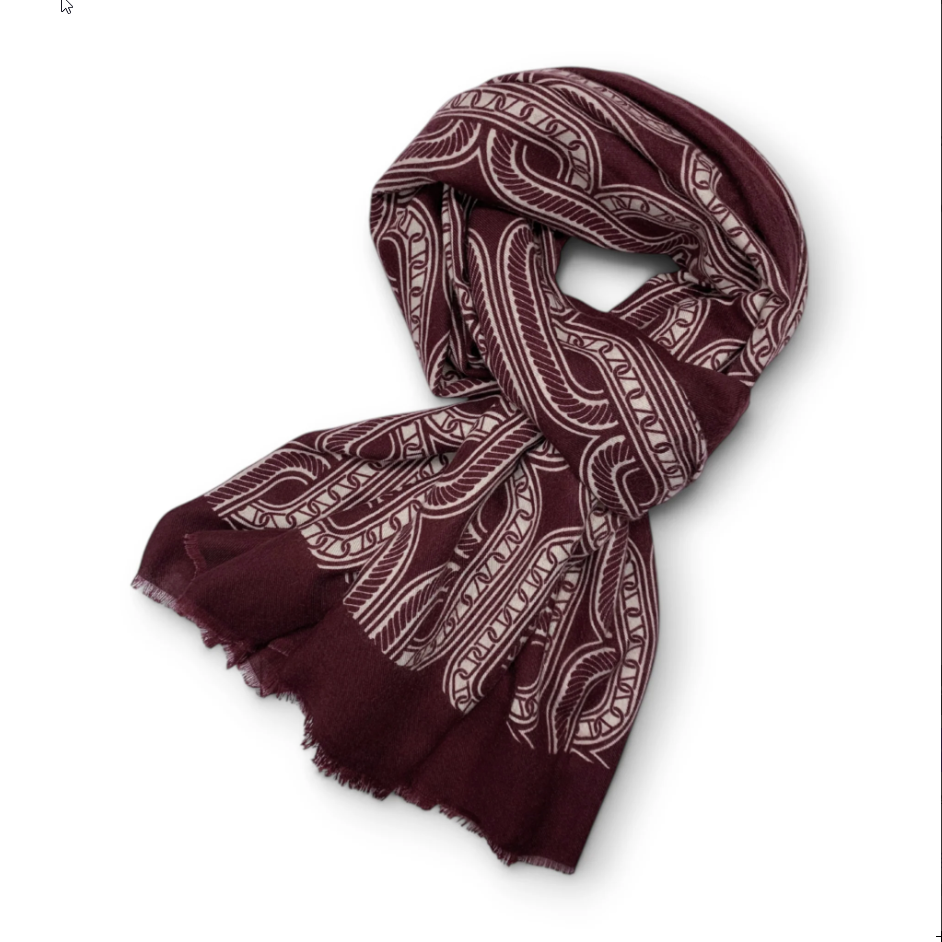 Ayla - Chain Print Medium Weight Wool Blend Scarf
