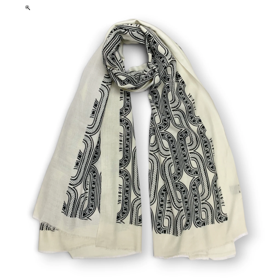 Ayla - Chain Print Medium Weight Wool Blend Scarf