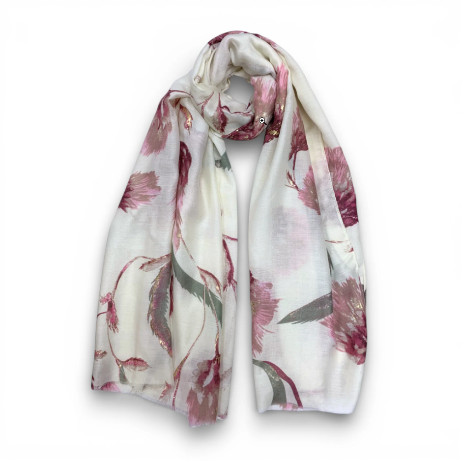 Nova - Floral Print Cotton Blend Scarf