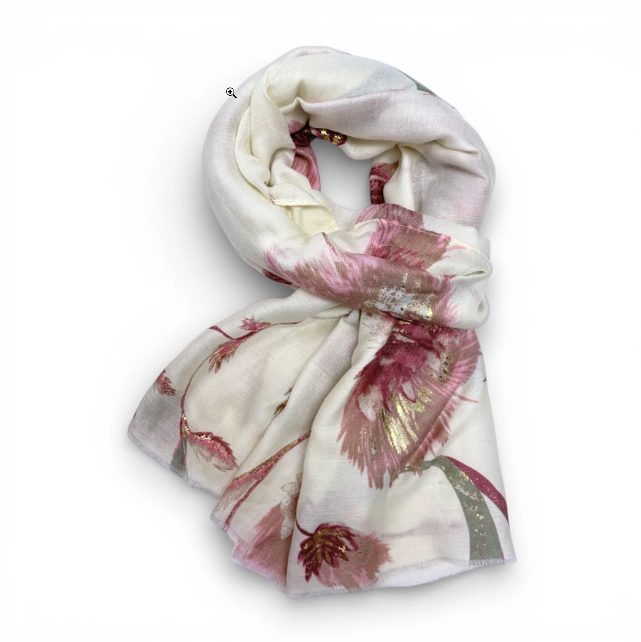 Nova - Floral Print Cotton Blend Scarf