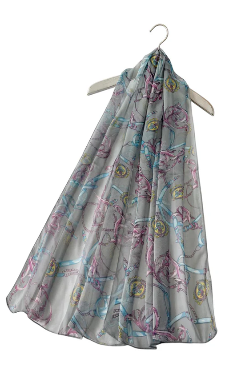 Layla - Chain & Buckle Print Chiffon Scarf