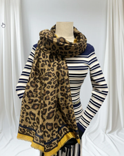 Charlie - Leopard Print Bordered Scarf