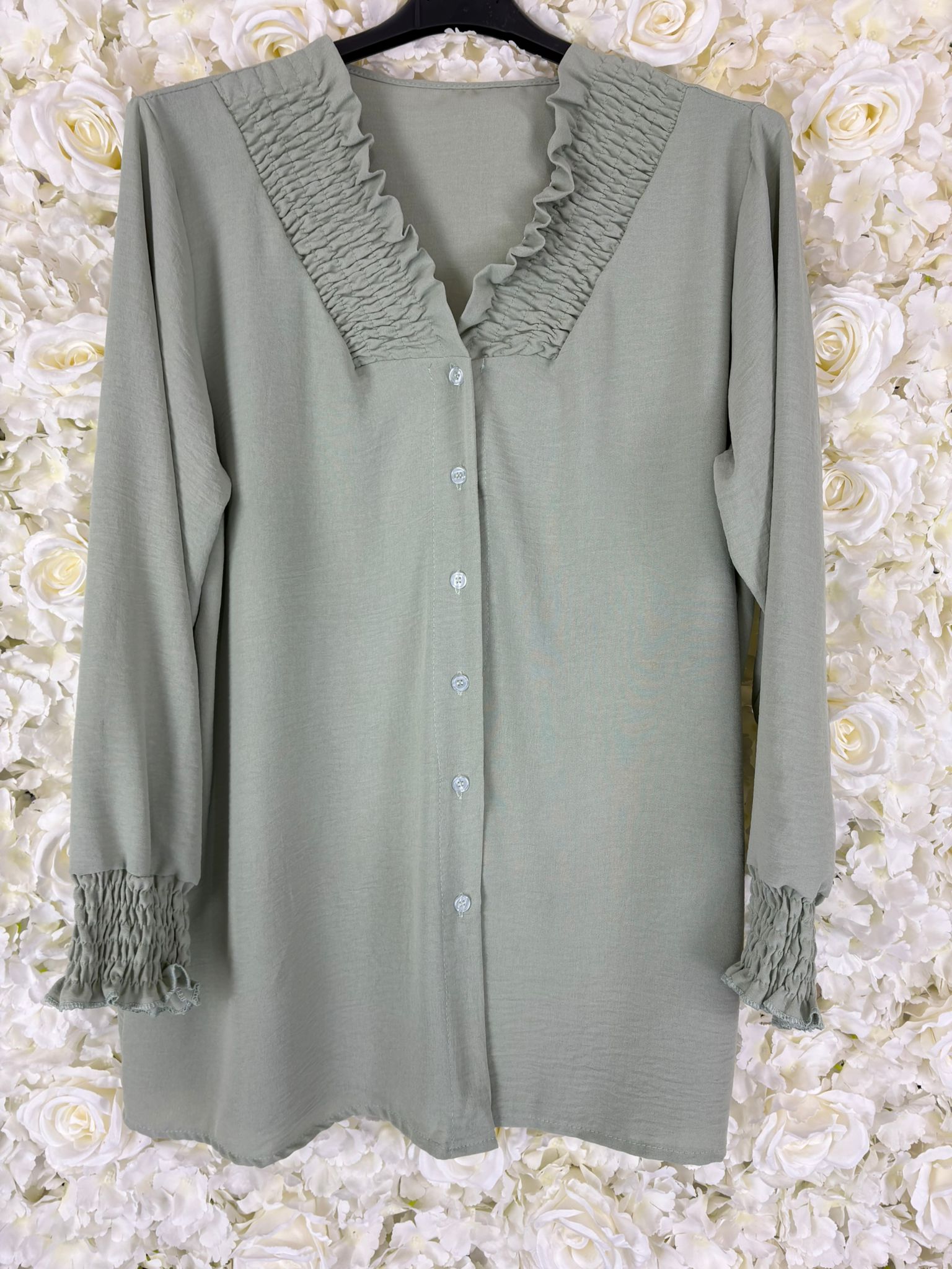 LENA - Ruffle Neck Blouse 14 to 24