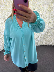 LENA - Ruffle Neck Blouse 14 to 24
