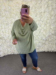 Indigo - Fine Knit Cowl Neck Top 16 To 26