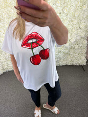 IMELDA - Cherry Print T-Shirt 16 to 24