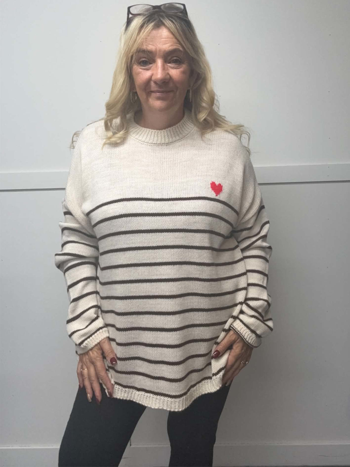 FLORENZA - Striped Heart Jumper 14 to 24