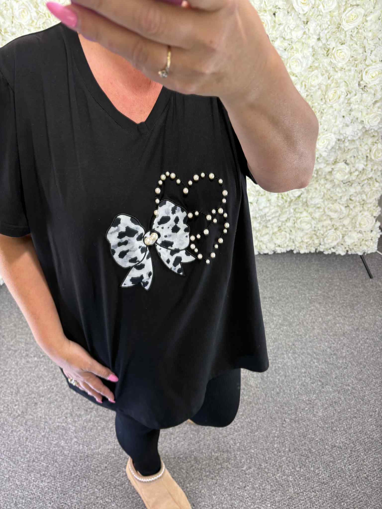 Cara - Animal Print Bow T shirt 14 to 24