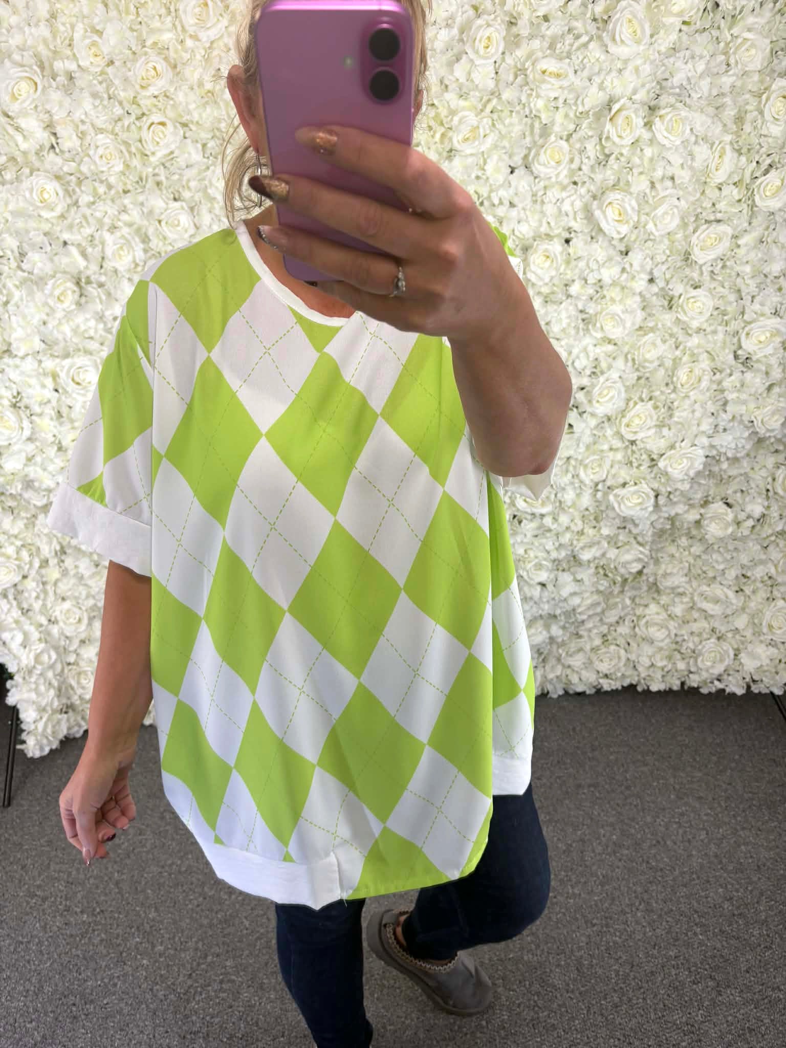 HANNAH - Argyle Print Blouse 16 to 24