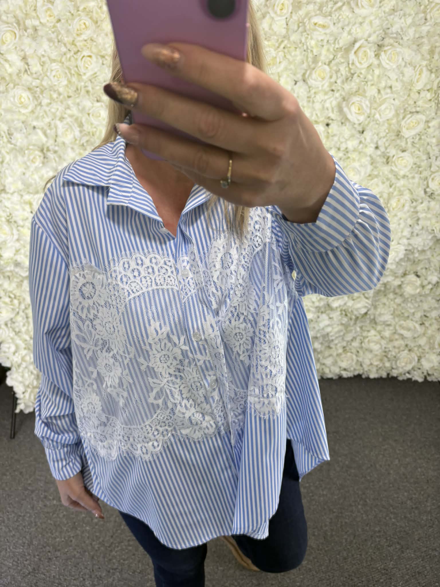 MIRELLA - Striped Lace Shirt 14 to 22/24