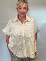 CATHY - Sequin Flower Blouse 14 to 24