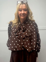 ELIANA - Polka Dot Bow Blouse 14 to 24