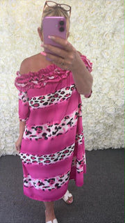 Michelle - Animal Print Ruffle Dress 12 to 22