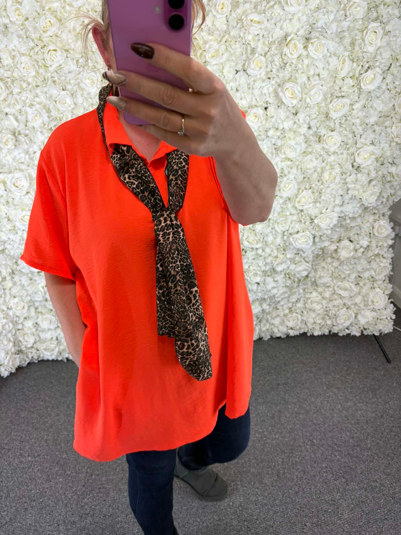 Kirsty - Leopard Print Scarf Blouse 16 to 24