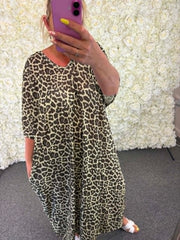 Narina - Leopard Print Bow Back Dress 16 to 26