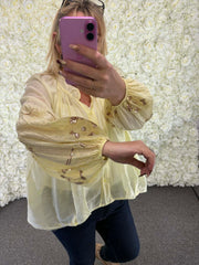Ava - Lux  Sequin Sleeve Blouse 14 to 24