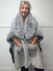 PEARLIE - Faux Fur Poncho 12 to 26/28