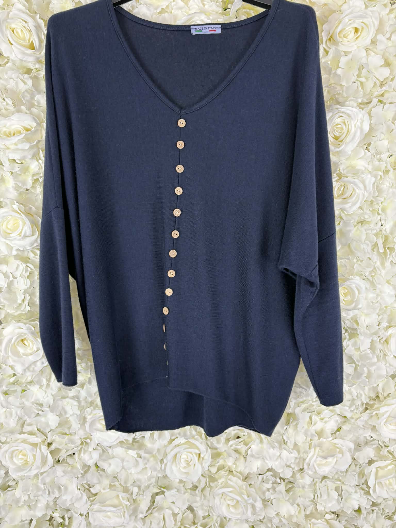 Alison - Fine Knit Button Top 14 to 22