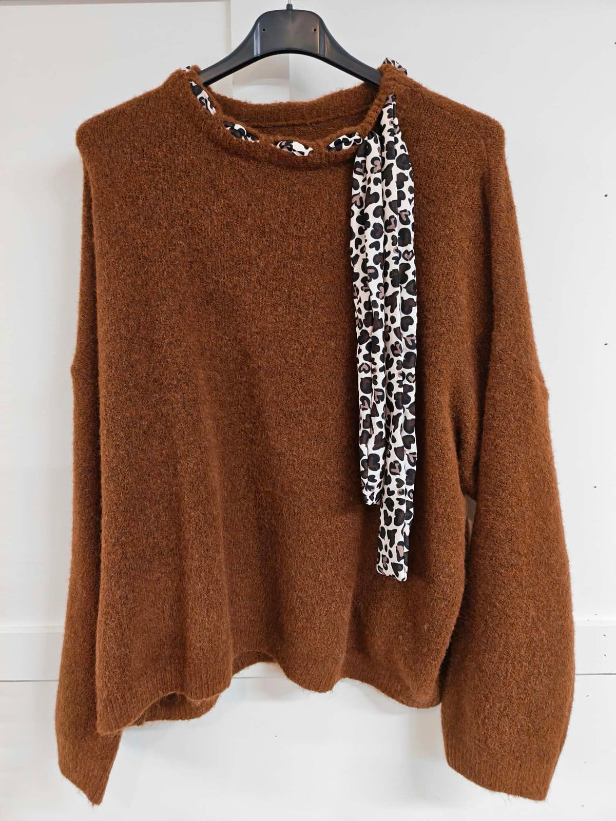 CASSIE - Leopard Print Scarf Jumper 14 to 24