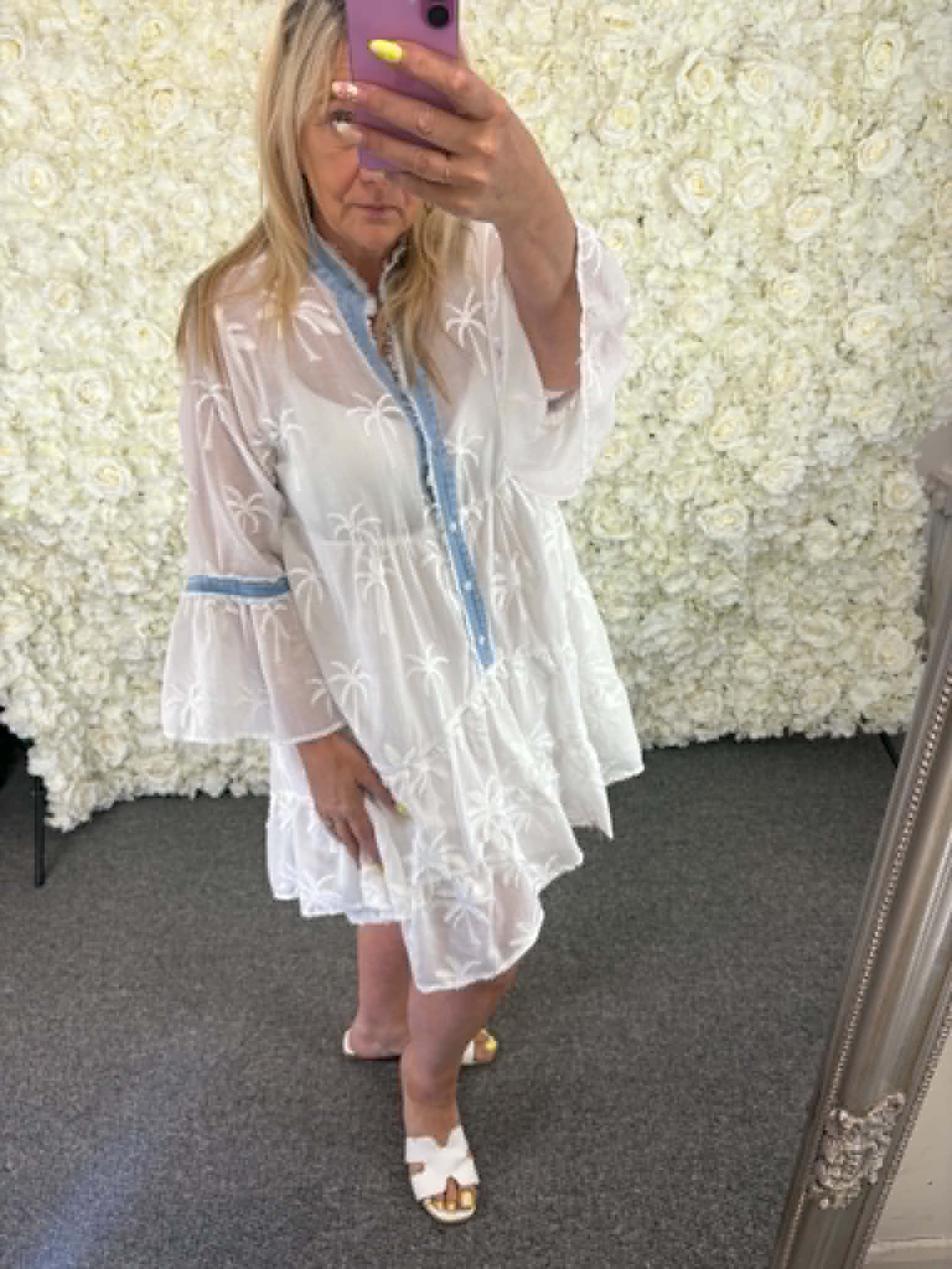Suzanne  -Denim Trim Smock Dress 12 to 18