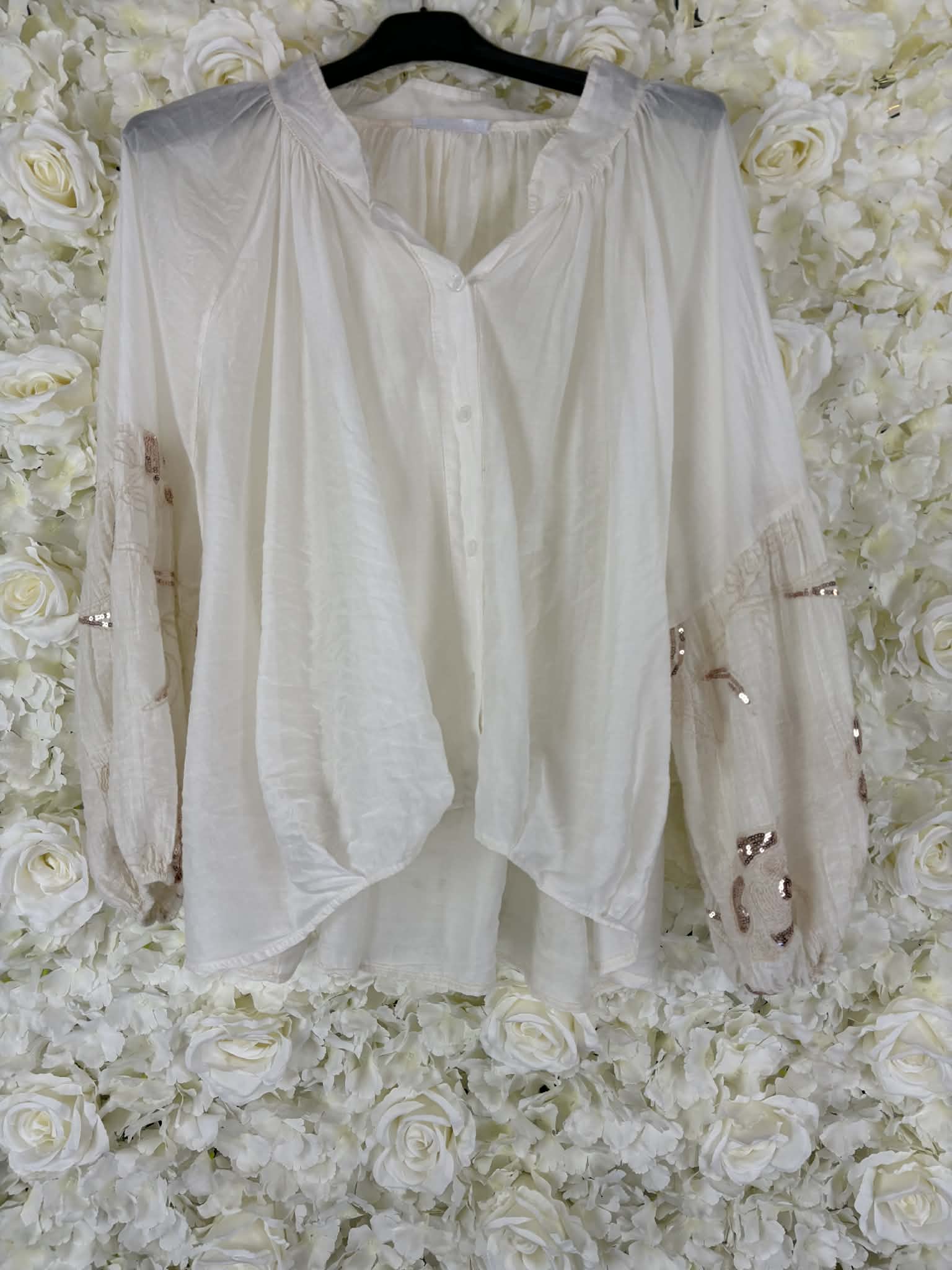 Ava - Lux  Sequin Sleeve Blouse 14 to 24