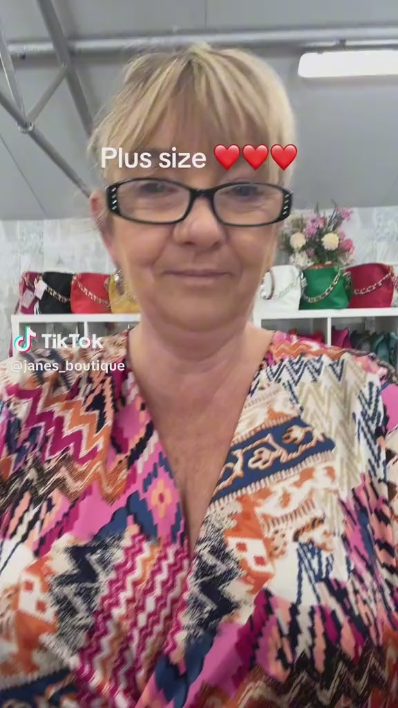 Load video: KIRSTY - Patterned Maxi Dress 14 to 24