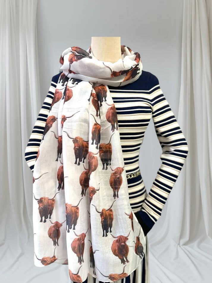 Tarin - Highland Cow Print Scarf